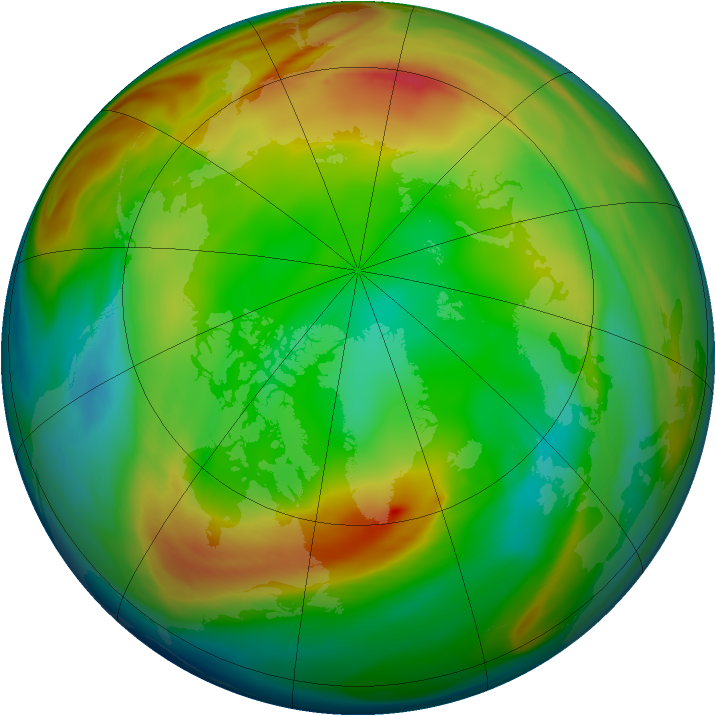 Arctic ozone map for 16 January 2005
